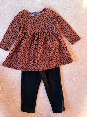 Old Navy Rust Orange and Black Leopard Print Tunic Set Size 6-12M